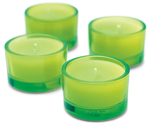 - 4 Candles, each in Glass Holder